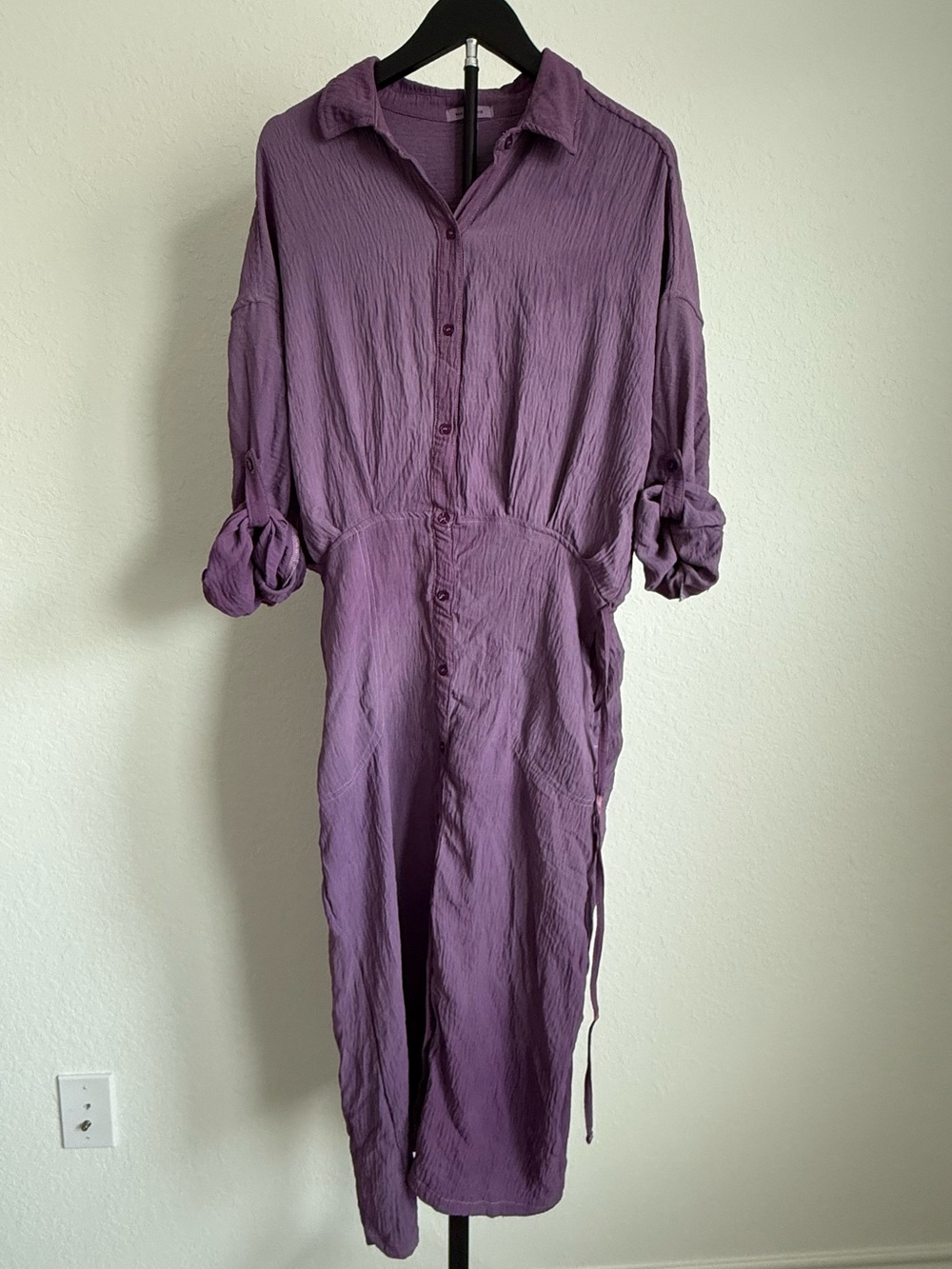 Max Studio Lavender-Purple Button-Front Midi Dress